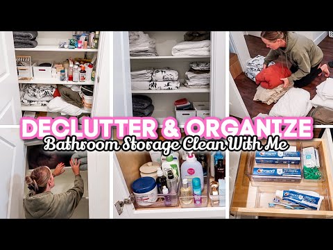DECLUTTER & ORGANIZE // Bathroom Storage Clean With Me!