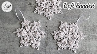 LEFT HANDED | HOW TO CROCHET Stella's Snowflake | snowflake appliqué