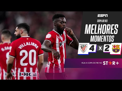 Gols e lances de Athletic Bilbao x Barcelona