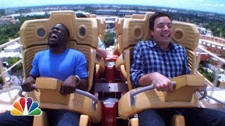 Download the video "Jimmy and Kevin Hart Ride a Roller Coaster"