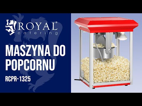 Video - Maszyna do popcornu - nablatowa - czerwona - 1300 W - 5 kg/h - Royal Catering