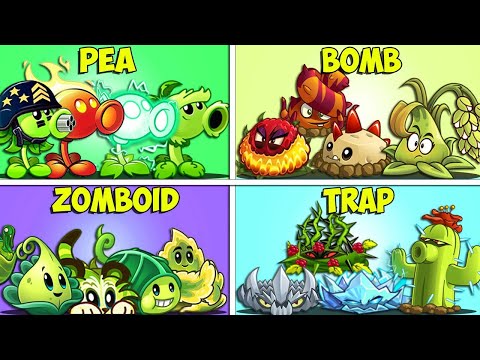 Random 4 Team Plants PEA x BOMB x ZOMBOID x TRAP - Who Will Win? - PvZ 2 Team Plant Battlez