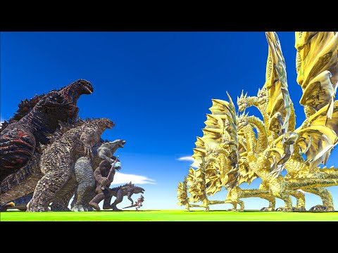 Shin Godzilla + Godzilla x KONG VS Growing King Ghidorah - Animal Revolt Battle Simulator