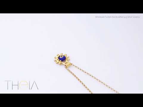 22K Dark Blue Glass Evil Eye Vintage Necklace