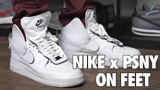Nike Air Force 1 High PSNY Triple White - Not For Resale On Feet