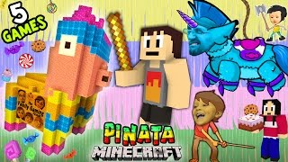 5 PINATA GAMES w/ Baby Shawn! Minecraft Mini-Game w/ Warriors & Hunters (FGTEEV CINCO DE MAYO FUN!)