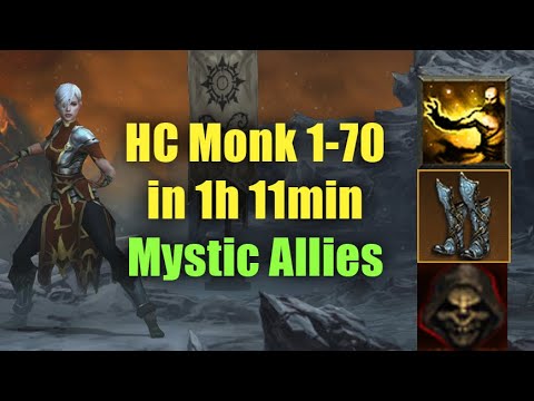 HC Monk 1 to 70 in 1h 11min - Season 25 Leveling Practice Full VOD