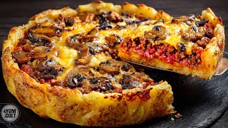 Just PRESS potatoes and add ground meat! My family begs me for this Crispy Pie every week!