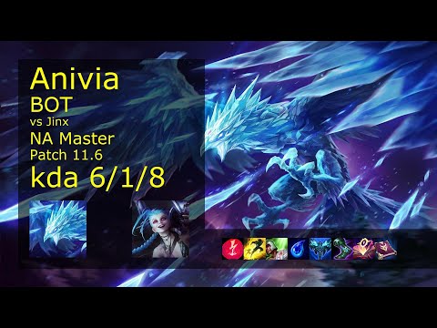 Anivia Bot & Alistar vs Jinx & Nautilus - NA Master 6/1/8 Patch 11.6 Gameplay