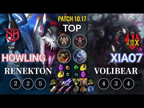 SB Howling Renekton vs FPB xiao7 Volibear Top - KR Patch 10.17