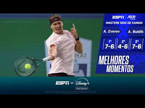 FUTURO NÚMERO 1 DO MUNDO! EM JOGO APERTADO, ZVEREV VENCE BUBLIK E AVANÇA NO MASTERS 1000 DE XANGAI