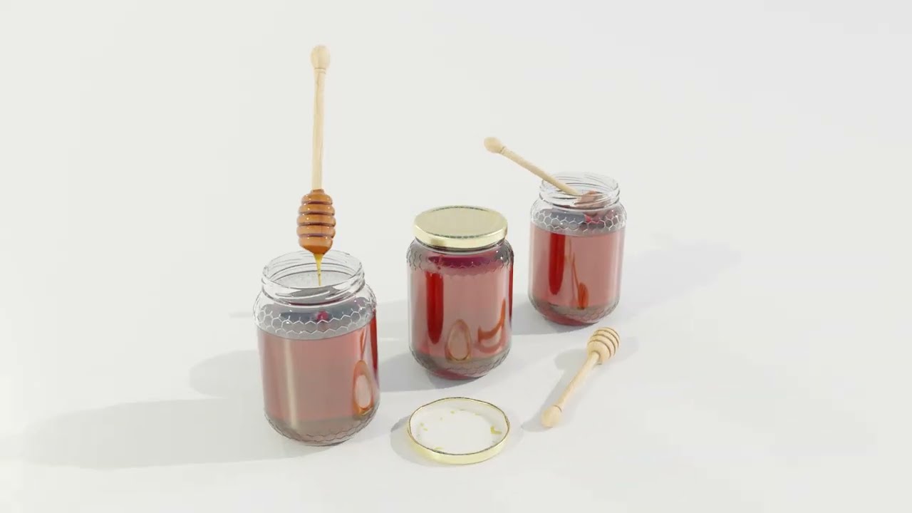 Glass Honey Jars 3D Model