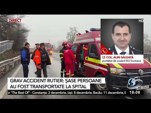 Grav accident rutier în Suceava: 6 persoane au fost transportate la spital