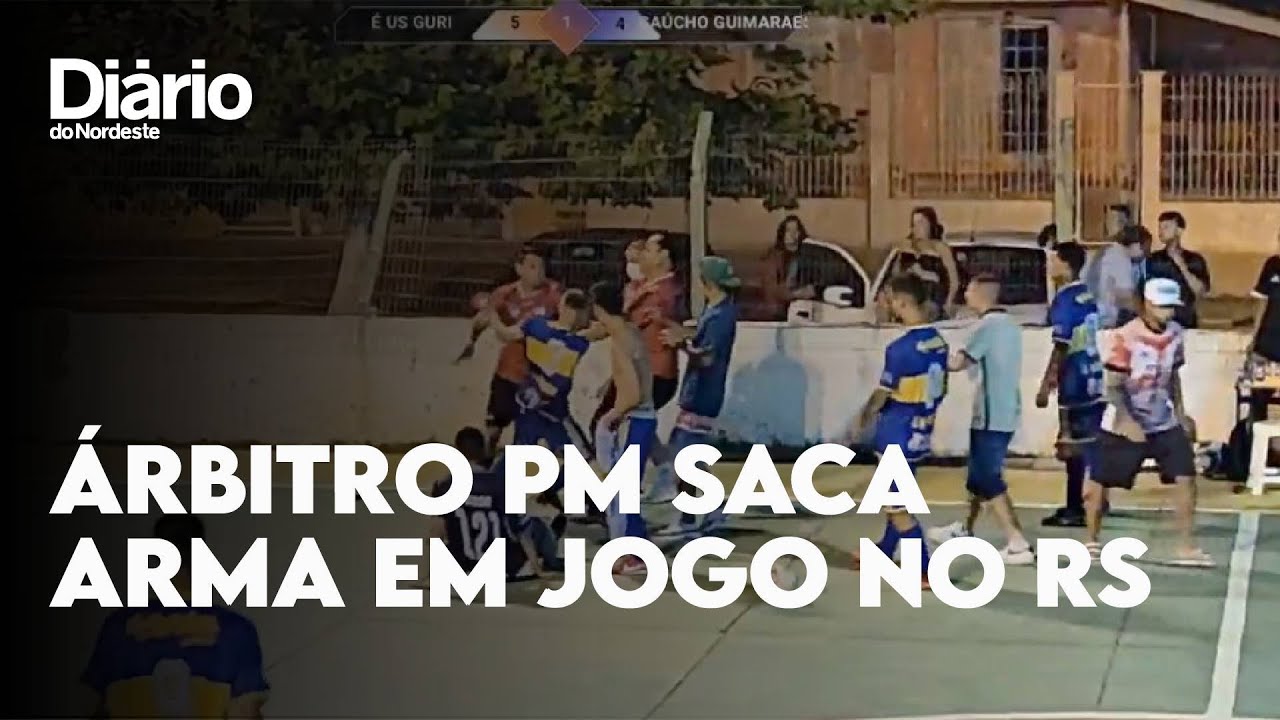Imagem da notícia Policial militar, árbitro saca arma e dá coronhadas em jogadores em jogo de futsal no RS