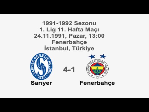 Sarıyer 4-1 Fenerbahçe 24.11.1991 - 1991-1992 Turkish 1st League Matchday 11 (Ver.  1)