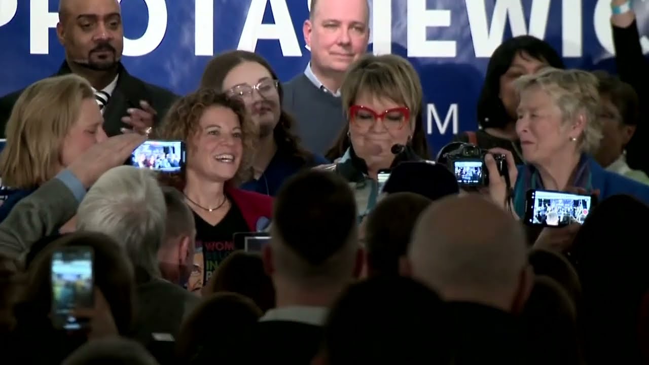 Janet Protasiewicz speaks after winning Wisconsin court seat ahead of abortion ruling