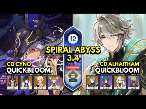NEW 3.4 Spiral Abyss Floor 12 (9 Stars) First Clear C0 CYNO & C0 ALHAITHAM - Genshin Impact
