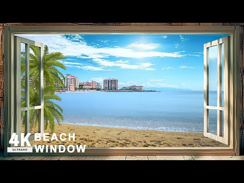 Sleep with Window Open to the Ocean-Deep Sleeping with Relaxing Ocean Sounds-Relaxing Beach Video 4K