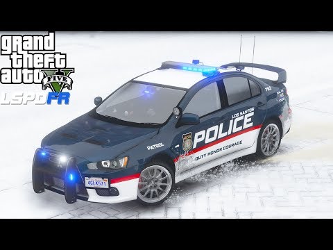 GTA 5 LSPDFR #741 Police Mitsubishi Lancer Evolution AWD Snow Patrol