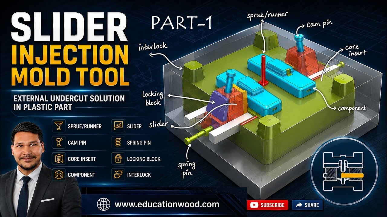 Injection Mold Slider Design Part-1 | External Undercut Solution Explained