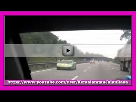 Konvoi kereta Lamborghini sebelum 3 daripadanya terlibat kemalangan 6 Disember 2013