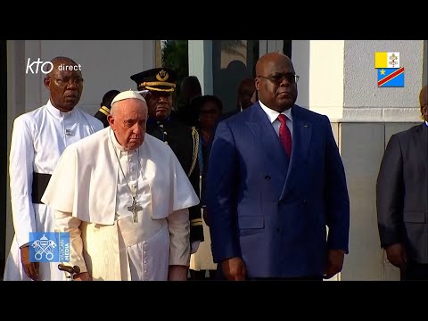Cérémonie de bienvenue du pape François au Palais de la Nation à Kinshasa