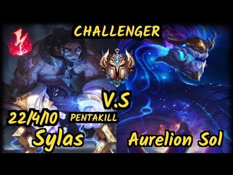 Tinowns (SYLAS) vs AURELION SOL - PENTAKILL 22/4/10 KDA MID CHALLENGER GAMEPLAY - BR