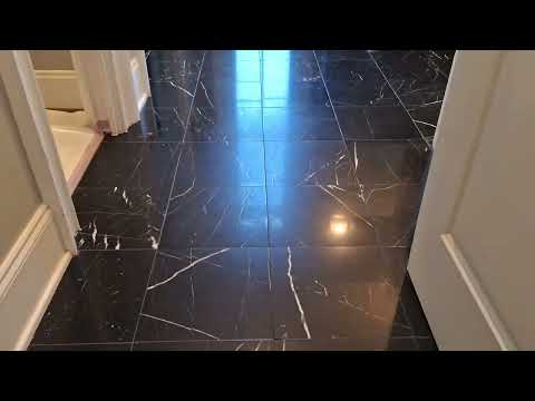 Nero marquina marble floor transformation