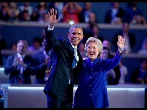 Hillary Clinton joins President Obama on stage at 2016 Democratic National Convention