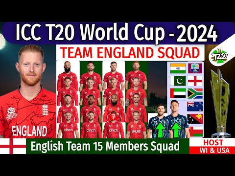 ICC T20 World Cup 2024 - England Team Squad | England's Squad T20 World Cup 2024 | T20 WC 2024 ENG |