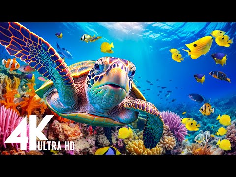 Ocean 4K - Sea Animals for Relaxation, Beautiful Coral Reef Fish in Aquarium (4K Video UHD) #74