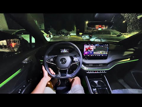 Skoda Enyaq iV 80X Sportline 2022 Test Drive POV at Night