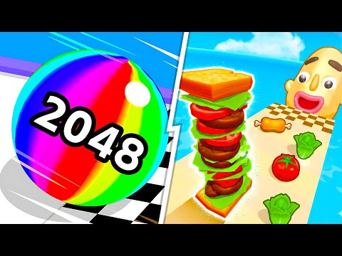 Ball Run 2048 vs Sandwich Runner: Funny Food & Number Puzzle Gameplay | Android iOS Q11T1