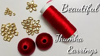 Silk thread jhumka earrings | How to make silk thread jhumkas | Beaded earring, handmade, Jewellery