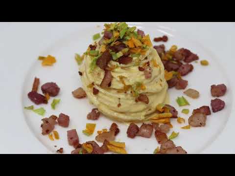 SPAGHETTI ALLA CHITARRA CON CREMA DI RICOTTA, ZAFFERANO E GUANCIALE.