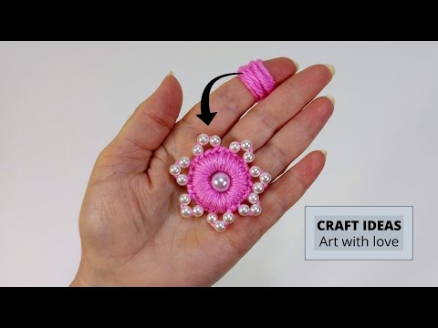 Amazing Woolen Flower Craft Ideas with Finger   Hand Embroidery Design Trick   Easy Flower Making