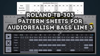 Video thumbnail for Roland TB-303 pattern sheets for AudioRealism Bass Line 3 – ABL3 by DUCKTRONIC