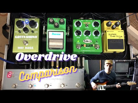 WAY HUGE Green Rhino MkIV, T-REX Moller 2, IBANEZ TS9, BOSS SD-1 - OVERDRIVE Pedal COMPARISON