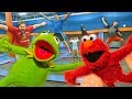 Kermit The Frog And Elmo Have Fun At A Trampoline Park