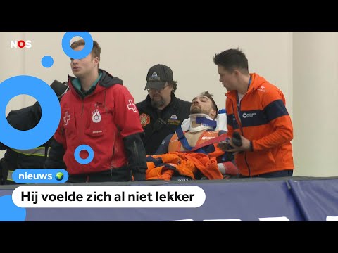 Kjeld Nuis valt hard na finish, verlaat ijs op brancard