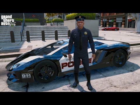GTA 5 FRANKLIN PLAY AS A COP MOD #2-POLICE LAMBORGHINI PATROL
