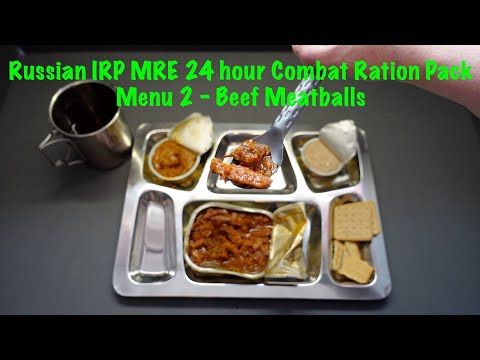 First Ever Russian ration the IRP MRE, 24 hour Combat Ration Pack Menu 2 - Beef Meatballs