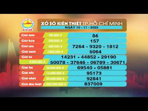 Xổ số kiến thiết TP.HCM || HTV1 || 10/11/2025