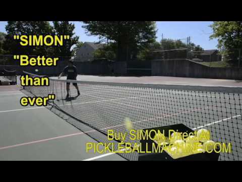 Simon2 pickleball throwing machine. Perfect dinks using "ramp" and wireless remote.