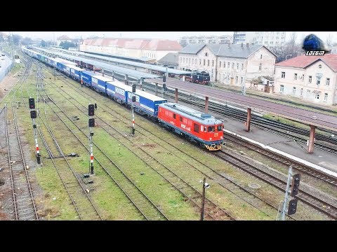 [Drone] 060-DA 609 009-9 & Tren FOX Rail Intermodal Train in Gara Oradea Station - 29 March 2018