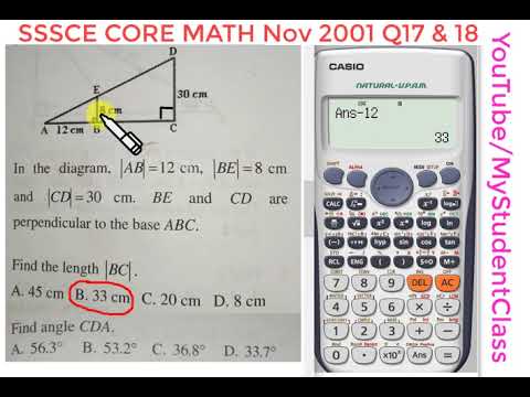 SSSCE CORE MATH NOV 2001 Q17 & Q18