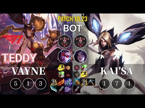 T1 Teddy Vayne vs Kai'Sa Bot - KR Patch 10.23