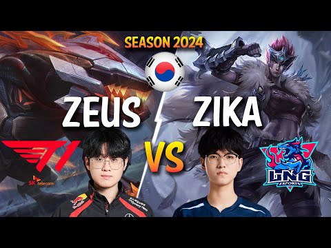 T1 Zeus vs LNG Zika - Zeus RENEKTON vs Zika QUINN Top - Patch 14.5 KR Ranked CHALLENGER | lolrec