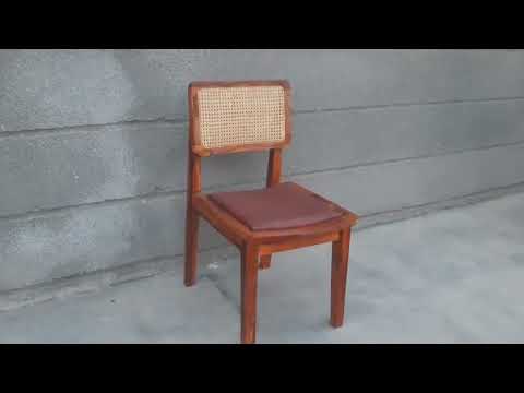 Wooden cane and wood chair, with armrest