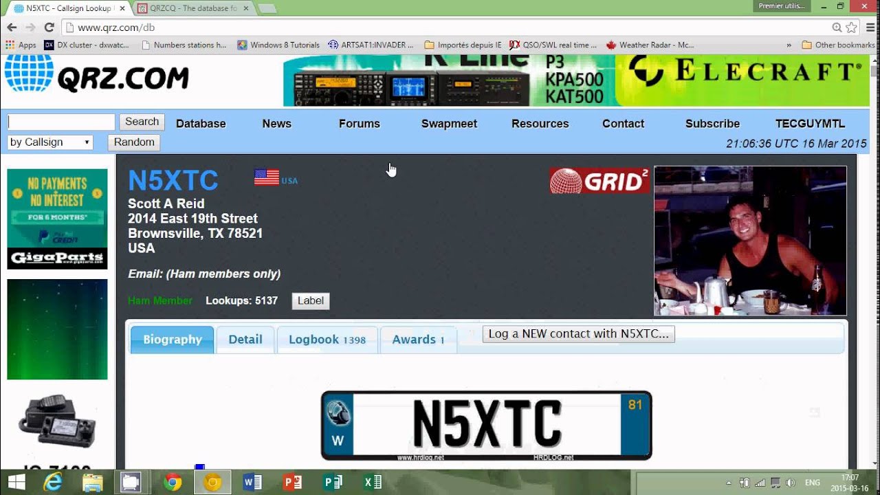 Find amateur radio location and info with QRZ and QRZCQ Websites